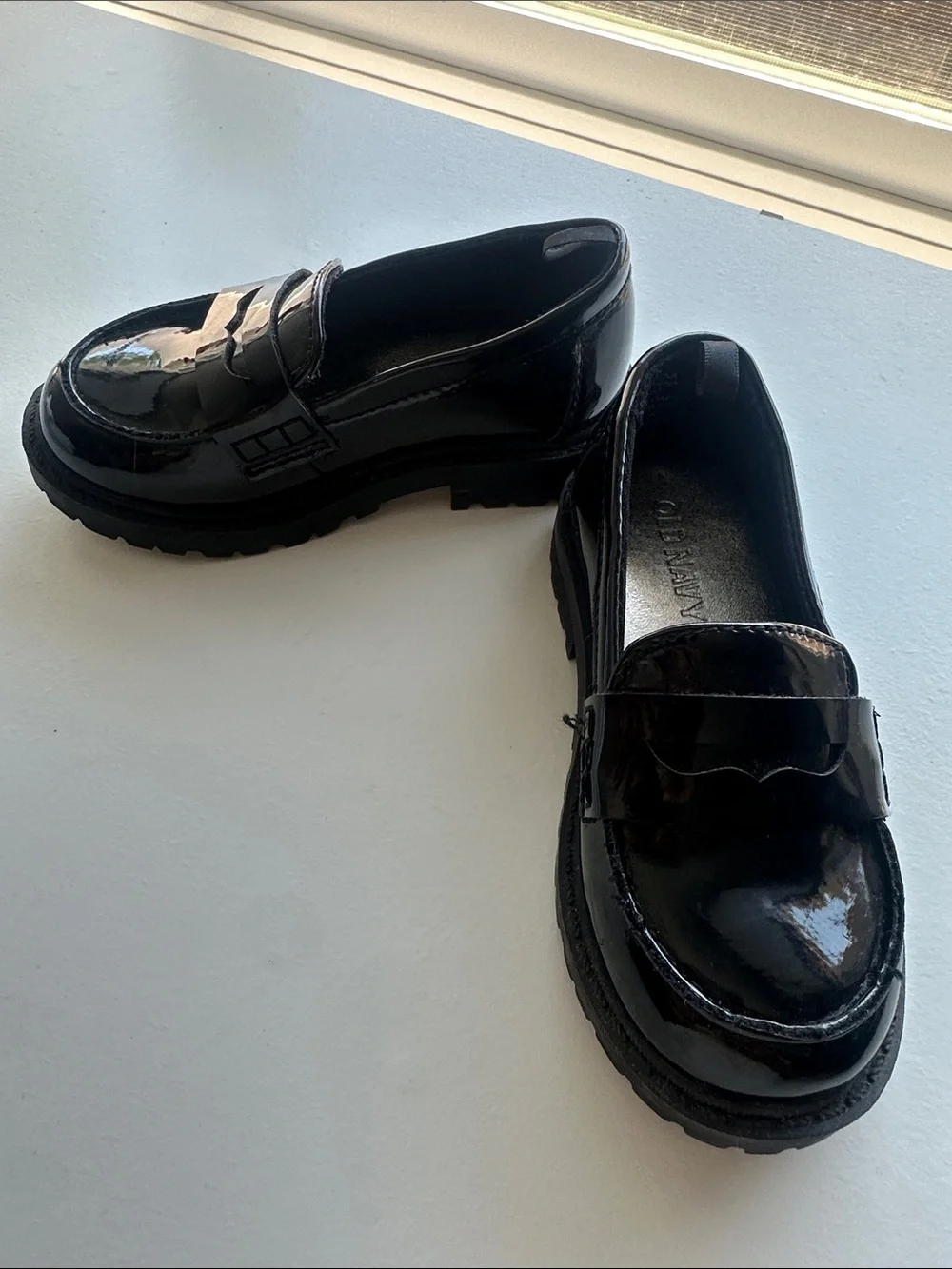 Black Patent Leather chunky Loafers - kids